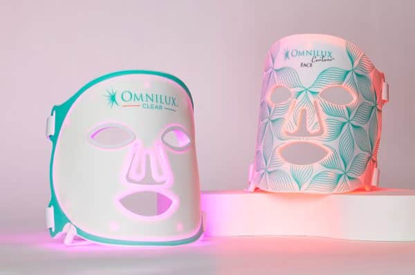 Omnilux Contour and Omnilux Clear on styled background